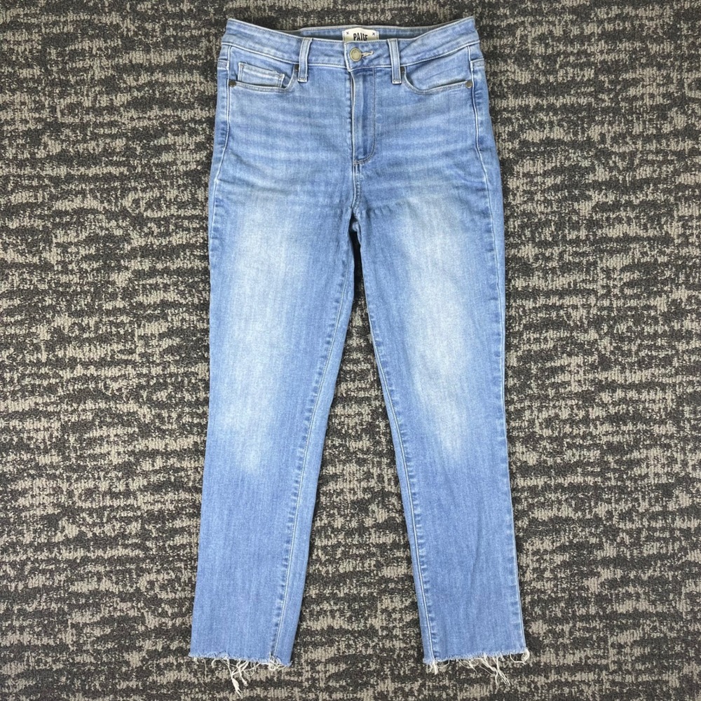 Paige Hoxton Slim Jeans Womens 28 Blue Myla High Rise Raw Hem 4875F50-021